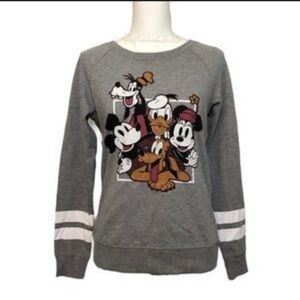 Disney Heather Gray Mickey Mouse And Friends Print Sweatshirt Sz L